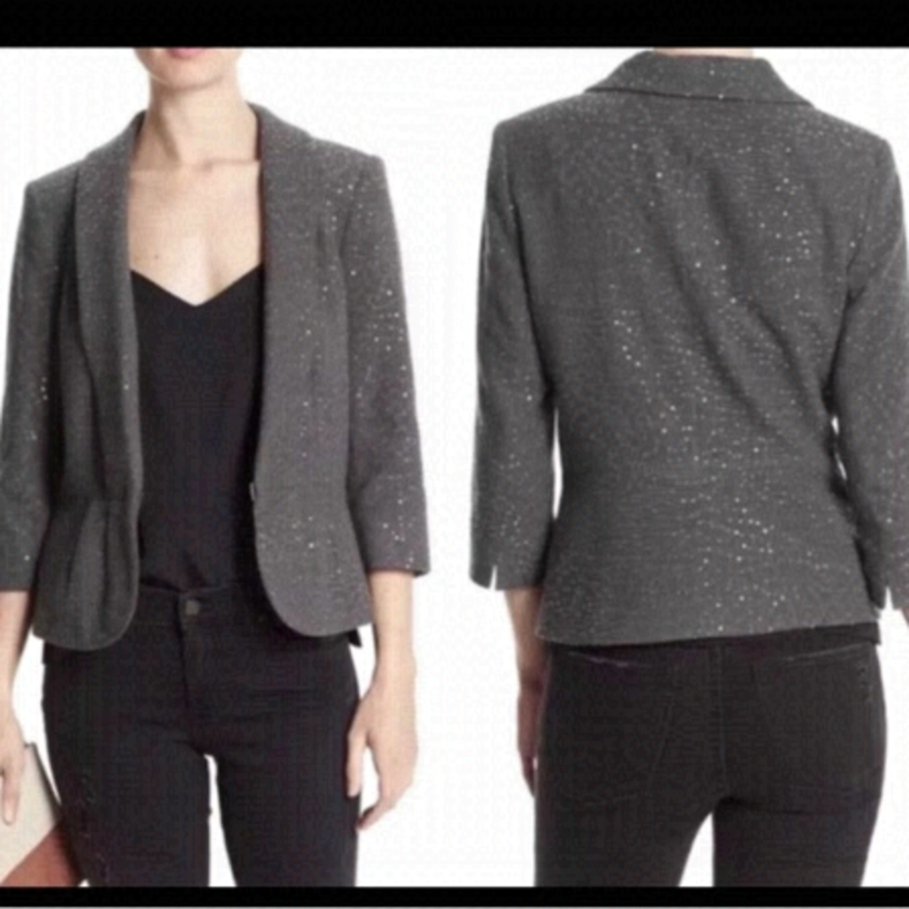 Banana Republic gray sequin peplum blazer Sz 8